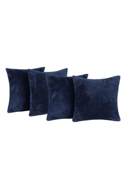 OHS 4 Pack of Waffle Fleece Square Cushion Covers in Navy - Size: 45 cm x 45 cm - image 1