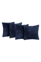 OHS 4 Pack of Waffle Fleece Square Cushion Covers in Navy - Size: 45 cm x 45 cm - thumbnail 1