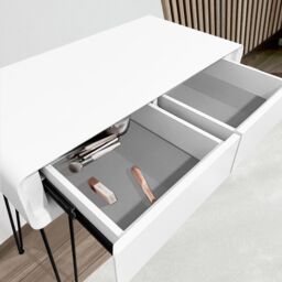 CARME HOME Piper White Dressing Table with Riley Black LED Mirror - thumbnail 4