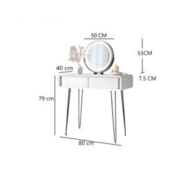CARME HOME Piper White Dressing Table with Riley Black LED Mirror - thumbnail 2