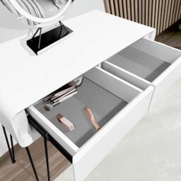 CARME HOME Piper White Dressing Table with Riley Black LED Mirror - thumbnail 3