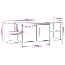 Berkfield Home TV Cabinet Sonoma Oak 130x35x50 cm Engineered Wood in Beige - Size: 130 x 35 x 50 cm - thumbnail 8