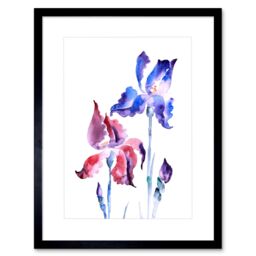 "Artery8 Wall Art Print Flowers Violet Iris Art Framed 9x7 inch in Black - Size: W7"" x H9""" - thumbnail 1