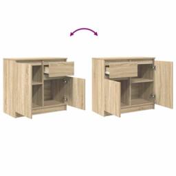 Berkfield Home Sideboard with Drawer Sonoma Oak 71x35x65 cm Engineered Wood in Light Oak - Size: 71 x 35 x 65 cm - thumbnail 9