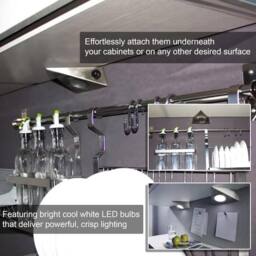 ATEK 6Pack Under Cabinet Lights, LED Motion Sensor Lights Indoor, Dimmable Under Cupboard Kitchen Lights, Stick on Magnetic Wardrobe in Silver - thumbnail 4