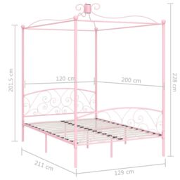 Berkfield Home Canopy Bed Frame Pink Metal 120x200 cm - Size: Small Double - thumbnail 6