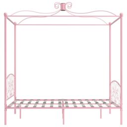 Berkfield Home Canopy Bed Frame Pink Metal 120x200 cm - Size: Small Double - thumbnail 4