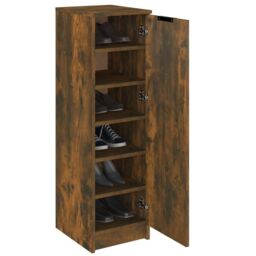 Berkfield Home Shoe Cabinet Smoked Oak 30x35x100 cm Engineered Wood in Brown - Size: 30 x 35 x 100 cm - thumbnail 4