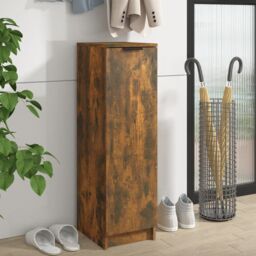 Berkfield Home Shoe Cabinet Smoked Oak 30x35x100 cm Engineered Wood in Brown - Size: 30 x 35 x 100 cm