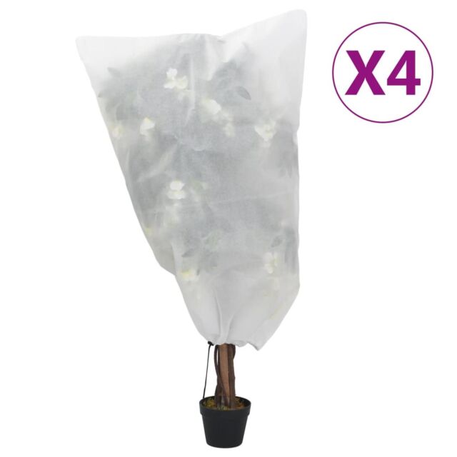 Berkfield Home Plant Fleece Covers with Drawstring 4 pcs 70 g/m¬≤ 0.8x1 m in White - image 1