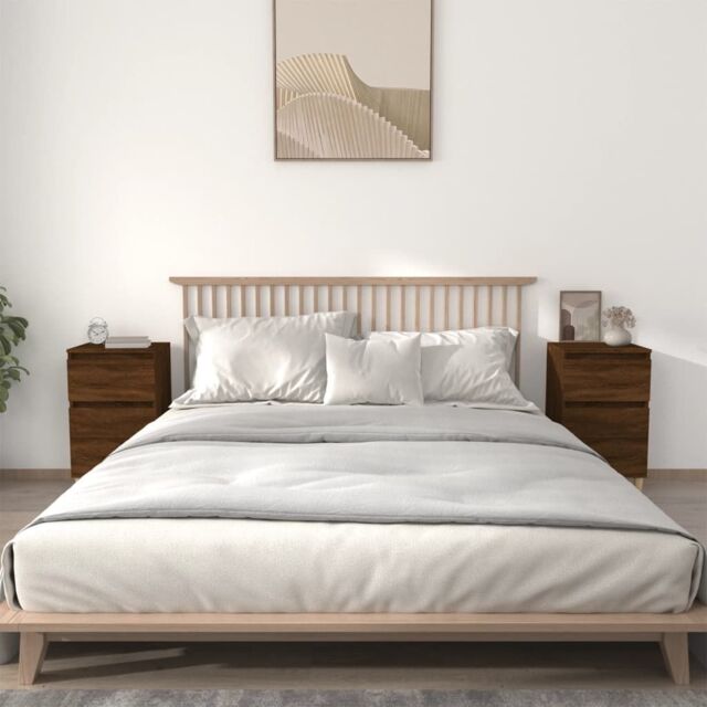 Berkfield Home Bedside Cabinets 2 pcs Brown Oak 40x35x70 cm - Size: 40 x 35 x 70 cm - image 1