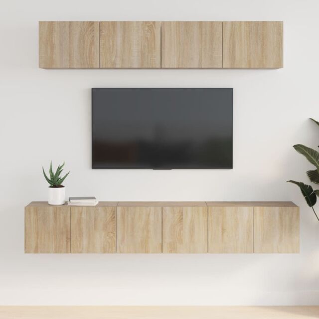 Berkfield Home 5 Piece TV Cabinet Set Sonoma Oak Engineered Wood in Brown - image 1