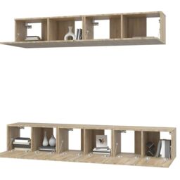 Berkfield Home 5 Piece TV Cabinet Set Sonoma Oak Engineered Wood in Brown - thumbnail 4