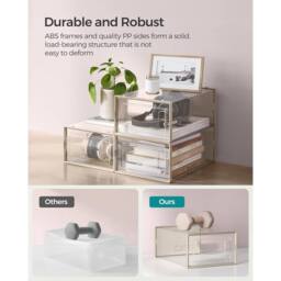 SONGMICS Pack of 18 Medium Stackable Storage Organisers Foldable Boxes in Nude - thumbnail 5