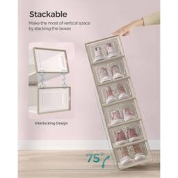 SONGMICS Pack of 18 Medium Stackable Storage Organisers Foldable Boxes in Nude - thumbnail 4