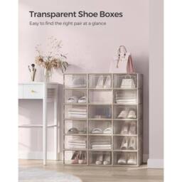 SONGMICS Pack of 18 Medium Stackable Storage Organisers Foldable Boxes in Nude - thumbnail 3