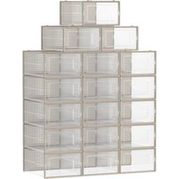 SONGMICS Pack of 18 Medium Stackable Storage Organisers Foldable Boxes in Nude - thumbnail 7