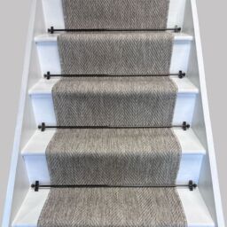 RainbowHome Herringbone New England Grey Stair Runner with Self-Colour Edge - Size: 65 cm x 700 cm - thumbnail 1