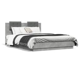 Berkfield Home Bed Frame with LED without Mattress Concrete Grey 150x200 cm King Size - thumbnail 5