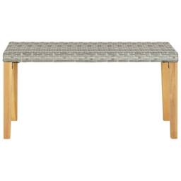 Berkfield Home Garden Bench 120 cm Grey Poly Rattan & Solid Acacia Wood - thumbnail 1