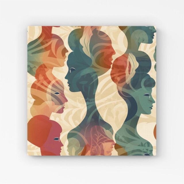 "Warren Reed - Designer Coloured Silhouette Canvas in Green - Size: W16"" x H16""" - image 1