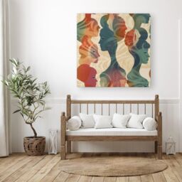 "Warren Reed - Designer Coloured Silhouette Canvas in Green - Size: W16"" x H16""" - thumbnail 3