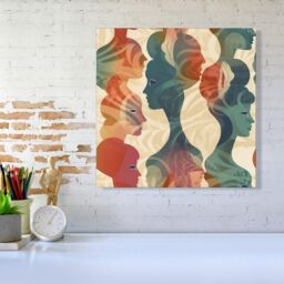 "Warren Reed - Designer Coloured Silhouette Canvas in Green - Size: W16"" x H16""" - thumbnail 2