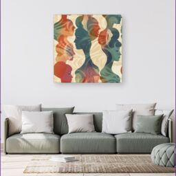 "Warren Reed - Designer Coloured Silhouette Canvas in Green - Size: W16"" x H16""" - thumbnail 4