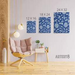"Artery8 Owen Jones Ornamental Flower Pattern in Blue Canvas Wall Art Print - Size: W12"" x H16""" - thumbnail 4