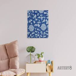 "Artery8 Owen Jones Ornamental Flower Pattern in Blue Canvas Wall Art Print - Size: W12"" x H16""" - thumbnail 3
