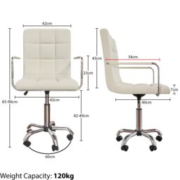 Home Discount Vida Designs Calbo Adjustable Chair UKFR Fabric Armrest Ergonomic in Beige - thumbnail 2
