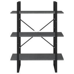 Berkfield Home Modern 3-Tier Book Cabinet Grey 80x30x105 cm Solid Pine Wood - Size: 80 x 30 x 105 cm - thumbnail 5