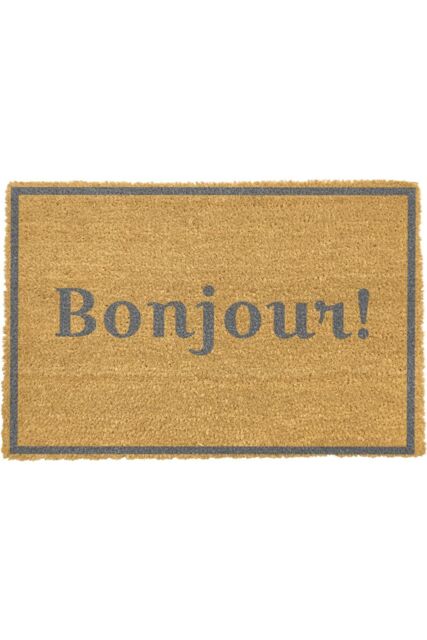 Artsy Mats Bonjour Grey Doormat - Regular 60x40cm - Size: 40 cm x 60 cm - image 1