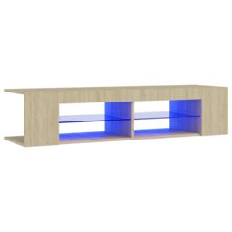 Berkfield Home TV Cabinet with LED Lights Sonoma Oak 135x39x30 cm in Brown - Size: 135 x 39 x 30 cm - thumbnail 2