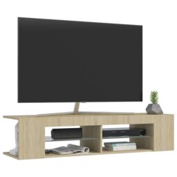 Berkfield Home TV Cabinet with LED Lights Sonoma Oak 135x39x30 cm in Brown - Size: 135 x 39 x 30 cm - thumbnail 6