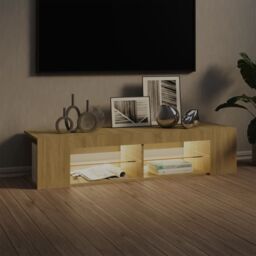 Berkfield Home TV Cabinet with LED Lights Sonoma Oak 135x39x30 cm in Brown - Size: 135 x 39 x 30 cm - thumbnail 3