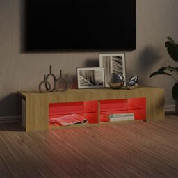 Berkfield Home TV Cabinet with LED Lights Sonoma Oak 135x39x30 cm in Brown - Size: 135 x 39 x 30 cm - thumbnail 4