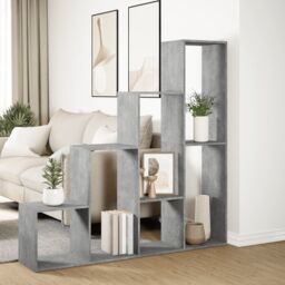 Berkfield Home Room Divider Bookcase 4-Tier Concrete Grey 143.5x29x143.5 cm Engineered Wood - thumbnail 4