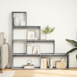 Berkfield Home Room Divider Bookcase 4-Tier Concrete Grey 143.5x29x143.5 cm Engineered Wood - thumbnail 3
