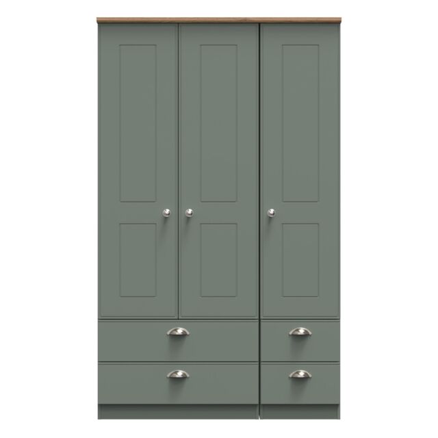 Ready Assembled 2 U Albert Tall Triple 2 Drawer + Drawer Wardrobe (Ready Assembled) in Pale Green - image 1