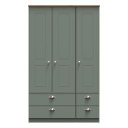 Ready Assembled 2 U Albert Tall Triple 2 Drawer + Drawer Wardrobe (Ready Assembled) in Pale Green - thumbnail 1