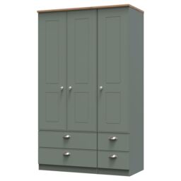 Ready Assembled 2 U Albert Tall Triple 2 Drawer + Drawer Wardrobe (Ready Assembled) in Pale Green - thumbnail 3