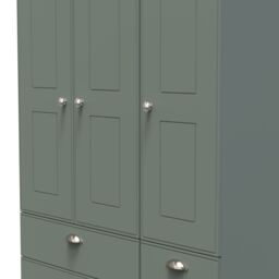 Ready Assembled 2 U Albert Tall Triple 2 Drawer + Drawer Wardrobe (Ready Assembled) in Pale Green - thumbnail 4