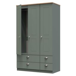 Ready Assembled 2 U Albert Tall Triple 2 Drawer + Drawer Wardrobe (Ready Assembled) in Pale Green - thumbnail 5