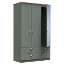 Ready Assembled 2 U Albert Tall Triple 2 Drawer + Drawer Wardrobe (Ready Assembled) in Pale Green - thumbnail 6