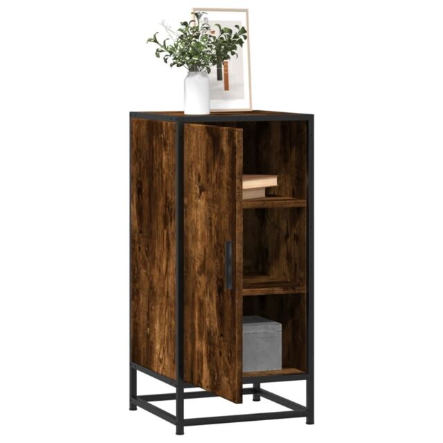 Berkfield Home Sideboard Smoked Oak 35.5x35x76 cm Engineered Wood & Metal in Brown - image 1