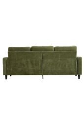 Living and Home Polyester Upholstered L-Shaped 3-Seater Sectional Sofa with Ottoman in Green - thumbnail 5