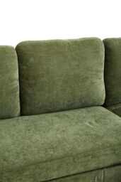 Living and Home Polyester Upholstered L-Shaped 3-Seater Sectional Sofa with Ottoman in Green - thumbnail 6