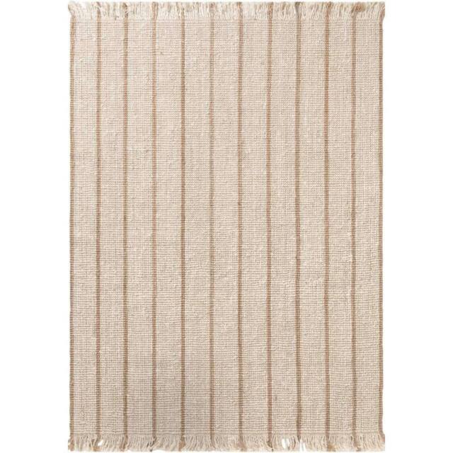 THE RUGS Sierra Jute Rug & Runner Hand Woven Natural Fibre Striped 10mm Pile in Cream - Size: 160 cm x 230 cm - image 1