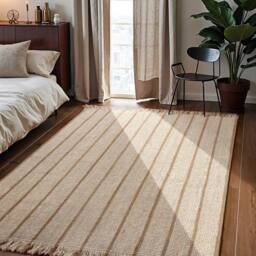 THE RUGS Sierra Jute Rug & Runner Hand Woven Natural Fibre Striped 10mm Pile in Cream - Size: 160 cm x 230 cm - thumbnail 9